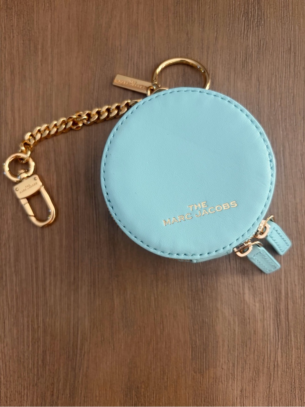 Marc Jacobs Blue Round Coin Purse Charm with Gold Hardware